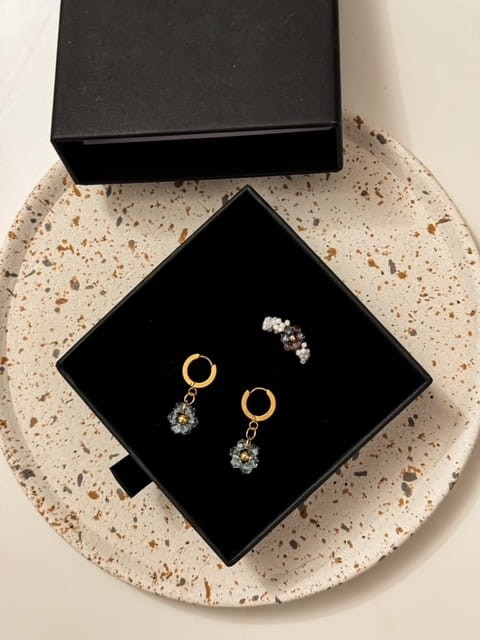 ZESTAW PIERŚCIONEK KWIAT I KOLCZYKI KÓŁECZKA