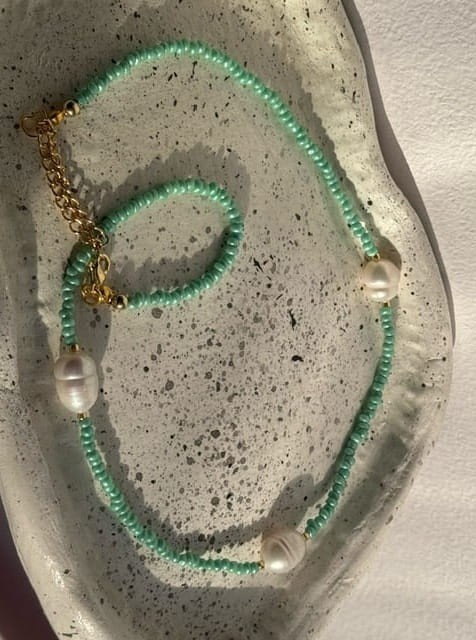 NASZYJNIK AMULETS NATURALNE NIEREGULARNE PERŁY