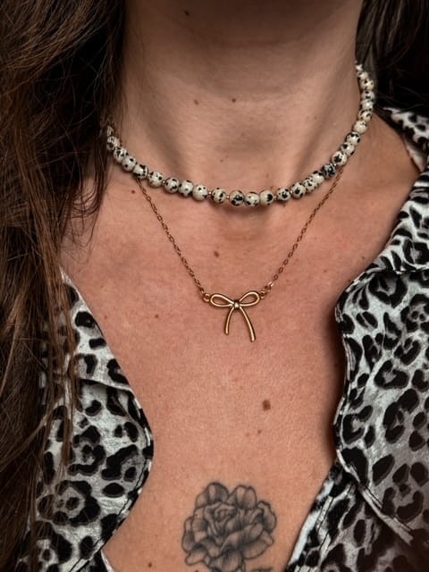 ŁAŃCUSZEK PURE ZŁOTA KOKARDKA ZE STALI CHIRURGICZNEJ