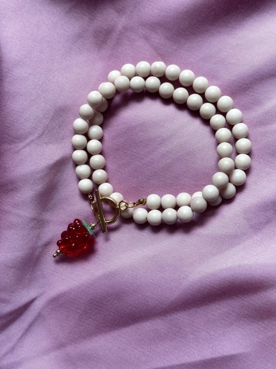 NASZYJNIK JASMINE KAMIENIE RZECZNE I MALINA