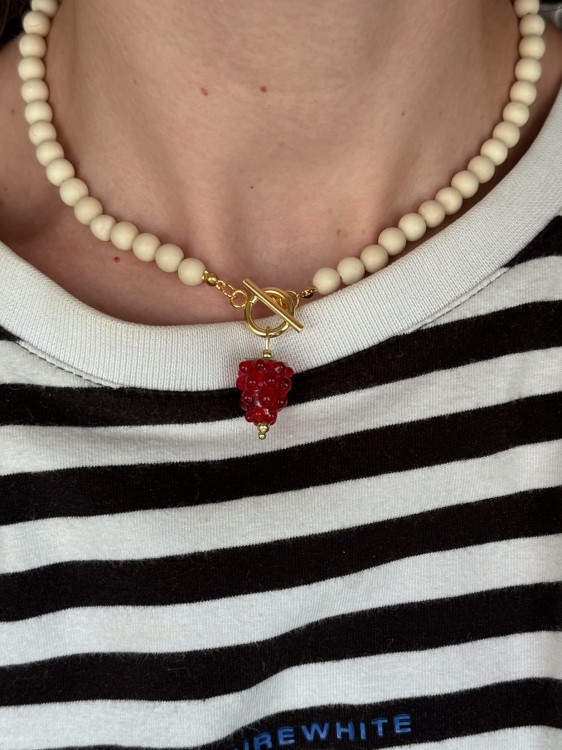 NASZYJNIK JASMINE KAMIENIE RZECZNE I MALINA