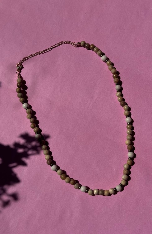 NASZYJNIK MEN DREWNO EGZOTYCZNE I KAMIENIE RZECZNE