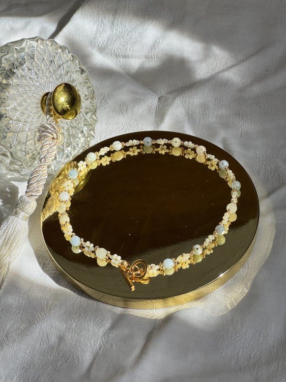 CHOCKER Z KWIATKAMI DAISY Z AKWAMARYNEM 2